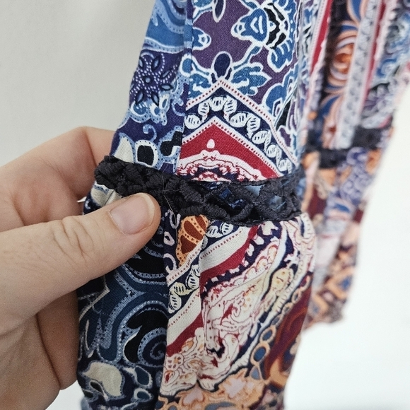 Jaase Endless Summer Open-Back Halter-Neck Boho Mini Dress size M - Picture 6 of 11